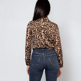 Bluza vâscoză cu volane, mânecă lungă, animal print animal-print