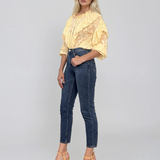 Bluză boho cu volane galben