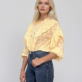 Bluză boho cu volane galben