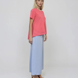 Bluză din bumbac cu mânecă scurtă și nasturi decorativi ciclam