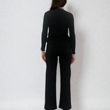 Pulover cu volan plisat negru