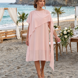 Rochie midi din tencel cu drapaj asimetric roz