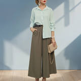 Cămașă din vâscoză cu mânecă lungă aqua