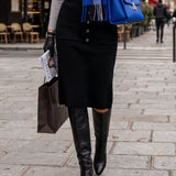 Fustă midi din tricot negru