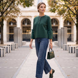 Jachetă lejeră cu mânecă clopot și fundiță verde