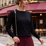 Pulover lejer din tricot cu lână şi caşmir negru