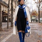 Rochie din tricot cu guler înalt negru