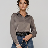 Cămașă din satin gri