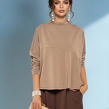 Bluză largă cu guler înalt grej