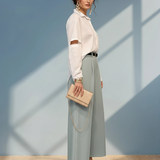 Cămașă din bumbac cu mânecă detașabilă și strasuri alb