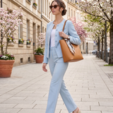 Pantaloni drepți din mix de vâscoză ORSAY bleu