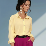 Cămașă din vâscoză cu mânecă lungă galben