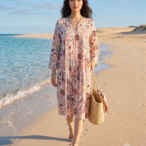 Rochie cu print oriental și buzunare gri