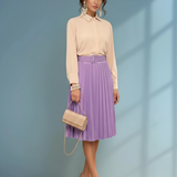 Cămașă cu nasturi ascunși și guler cu strasuri crem