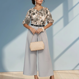 Pantaloni largi din vâscoză cu pense și curea inclusă gri