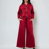 Fustă pantalon cu buzunare și șnur grena