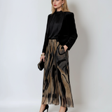 Fustă pantaloni vaporoasă din mătase beige