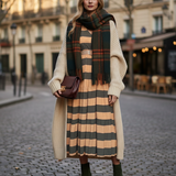 Rochie lungă fără mâneci cu dungi și curea inclusă kaki