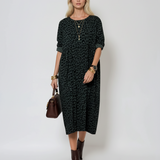 Rochie lungă din raiat cu animal print gri dark