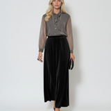 Bluza voal cu mâneci tulle polka dots gri