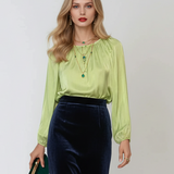 Bluză elegantă satinatǎ vernil