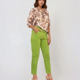 Bluză din bumbac imprimată floral beige 