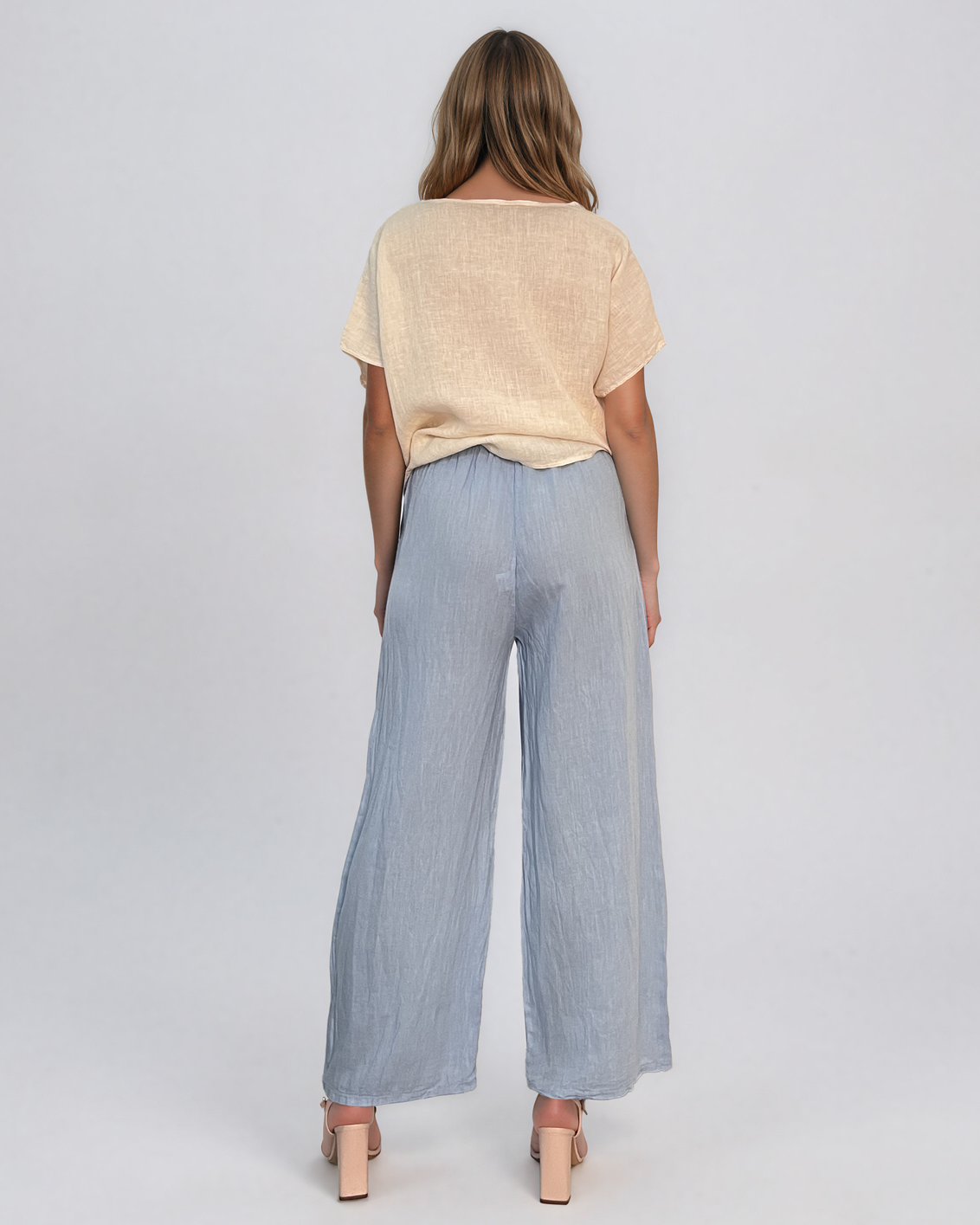 Bluză din in cu broderie elegantă crem PN002