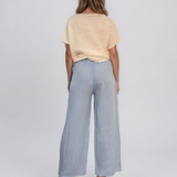 Bluză din in cu broderie elegantă crem PN002