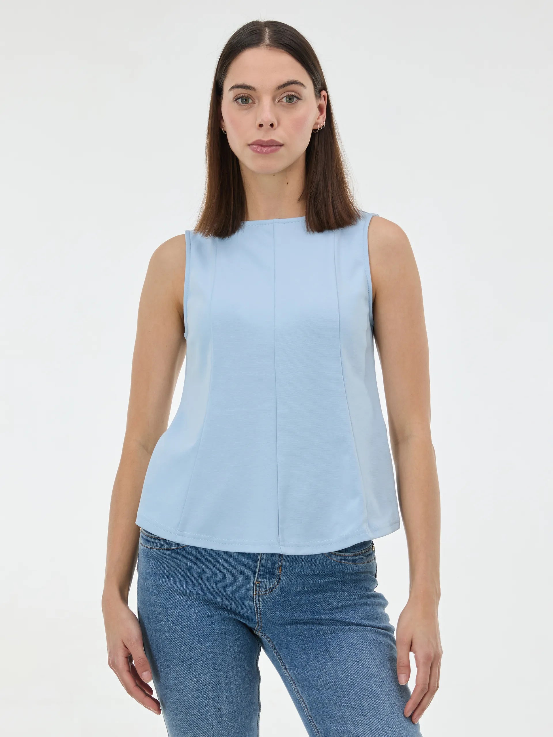 Bluză fără mâneci cu peplum ORSAY bleu ORS026