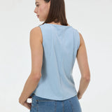 Bluză fără mâneci cu peplum ORSAY bleu ORS026