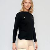 Bluză fină din tricot cu nasturi aurii negru 