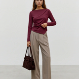 Bluză scurtă cu decolteu barcă grena VERO MODA VM006