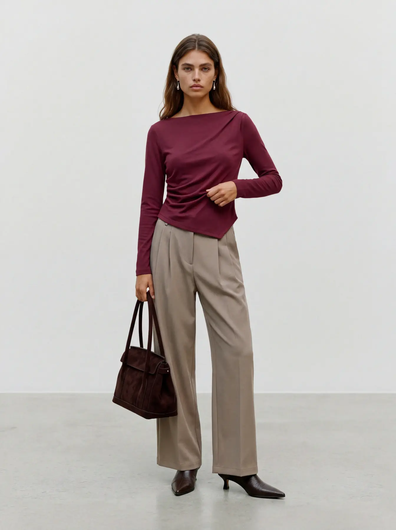 Bluză scurtă cu decolteu barcă grena VERO MODA VM006
