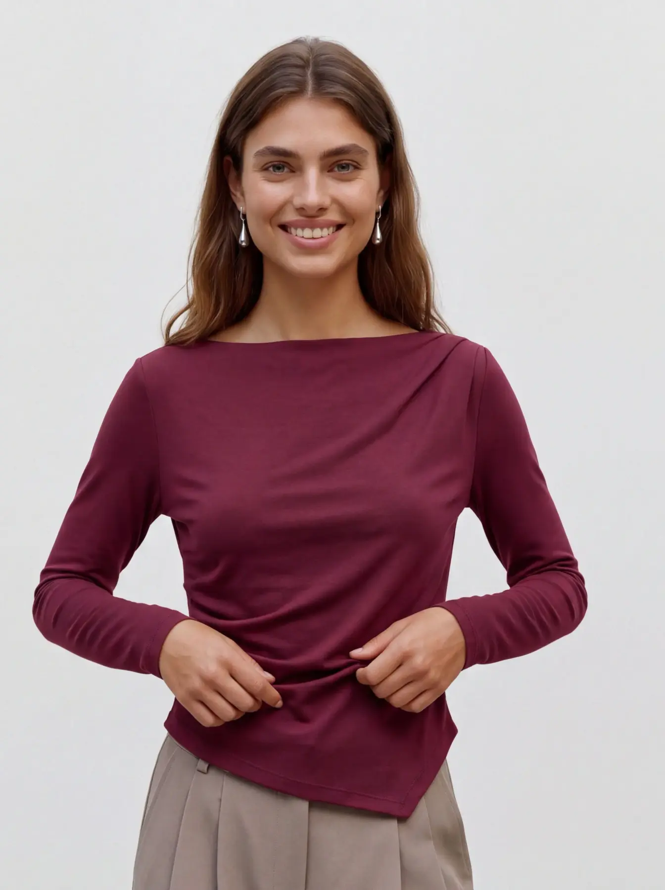 Bluză scurtă cu decolteu barcă grena VERO MODA VM006