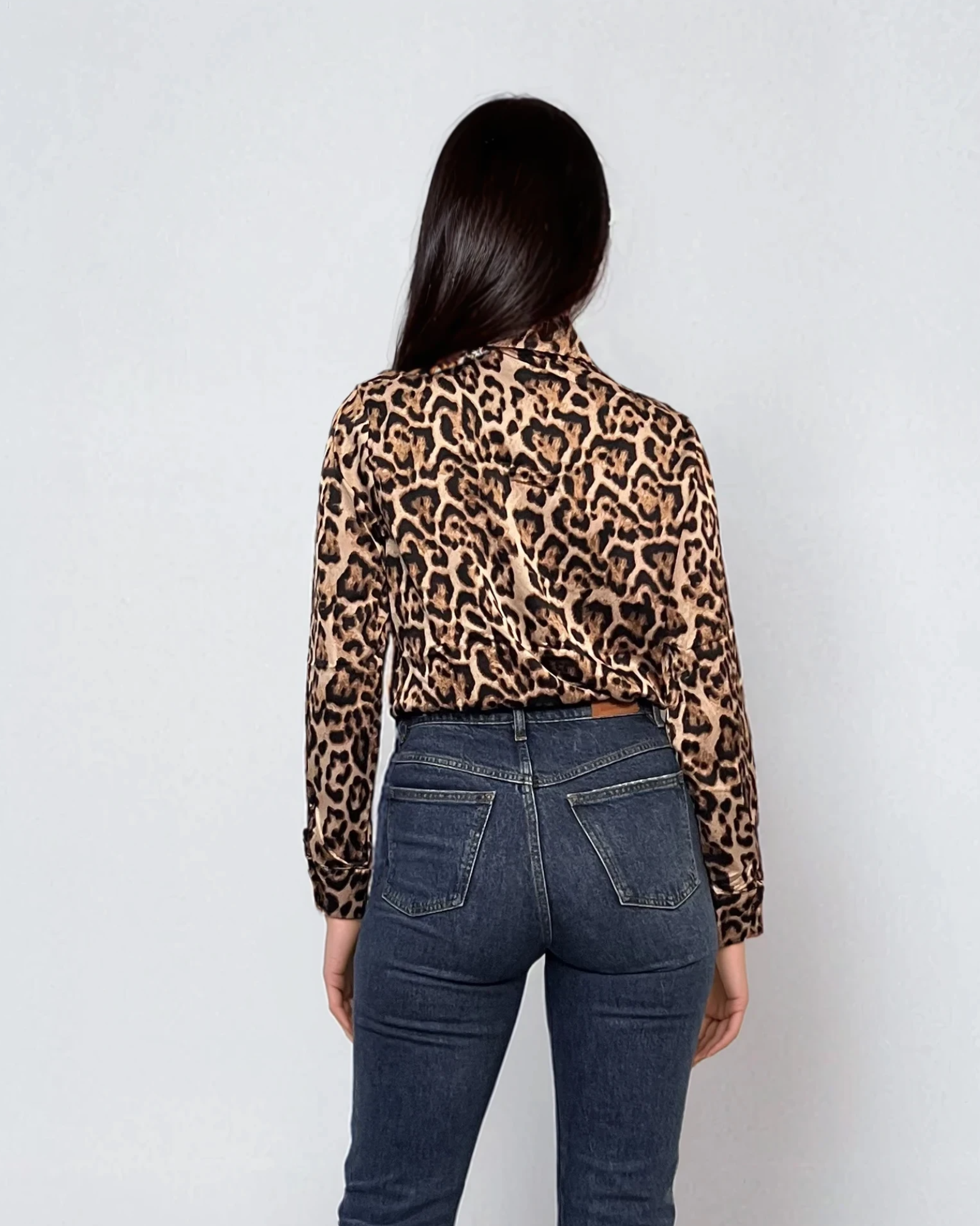 Bluza vâscoză cu volane, mânecă lungă, animal print animal-print 