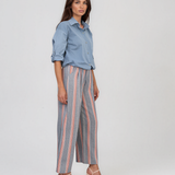 Cămașă cu buzunar și șiret în talie albastru-jeans HL117