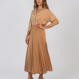 Cămașă din mătase cu spatele din dantelă beige PN015