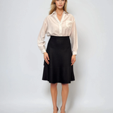 Cămașă elegantă din vâscoză sub?ire cu bandă de dantelă la gât alb 