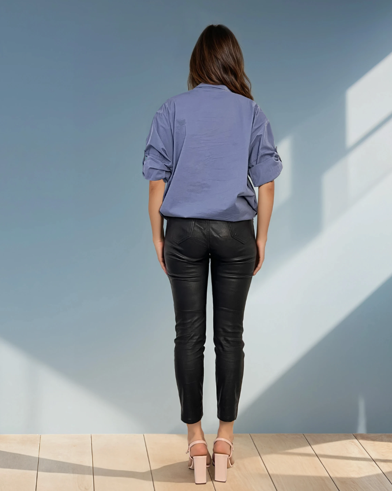 Cămașă mânecă fluture cu print argintiu albastru-jeans 