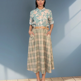 Cămașă mânecă scurtă cu print floral aqua HL032