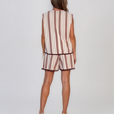 Compleu vestă și pantaloni scurți cu dungi verticale grena PN026
