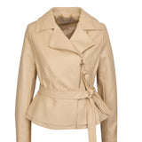 Geaca din imitatie de piele cu cordon in talie  ORSAY crem