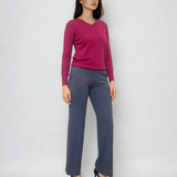 Pulover cu decolteu în V moale si confortabil mov