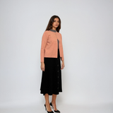 Jachetă tricotată cu nasturi aurii roz