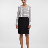 Fustă midi dreaptă cu aspect petrecut de birou neagră ORSAY negru