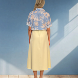 Cămașă mânecă scurtă cu print floral bleu