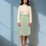 Cămașă cu nasturi ascunși și guler cu strasuri alb