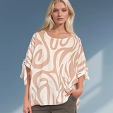 Bluză damă lejeră cu dungi și mânecă desfăcută beige