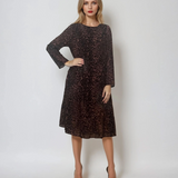 Rochie midi mânecă lungă animal print maro