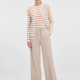 Pantaloni lungi largi fluizi cu buzunare ORSAY crem